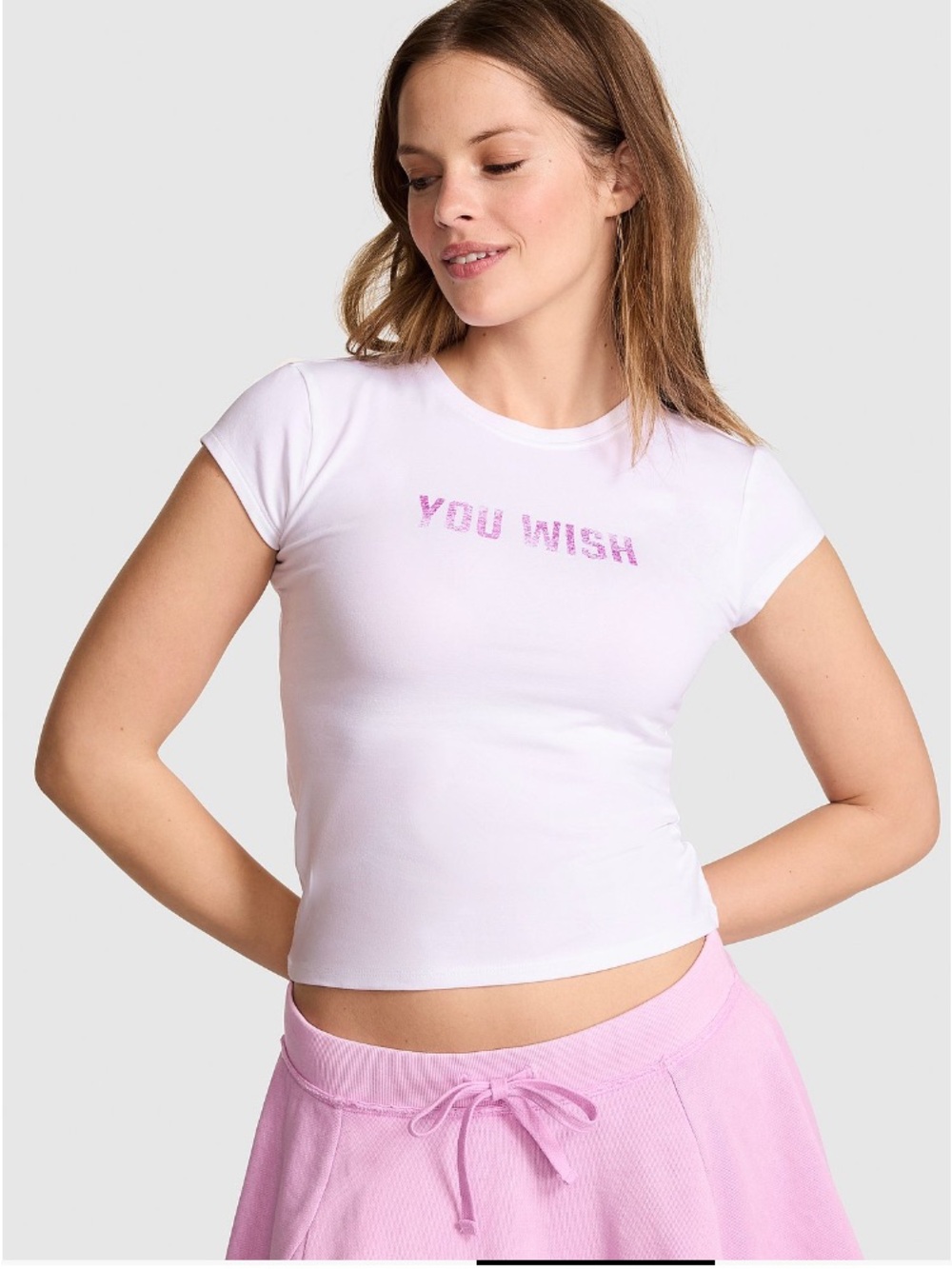 🩷VS Pink You Wish cotton baby tee sz L NWT